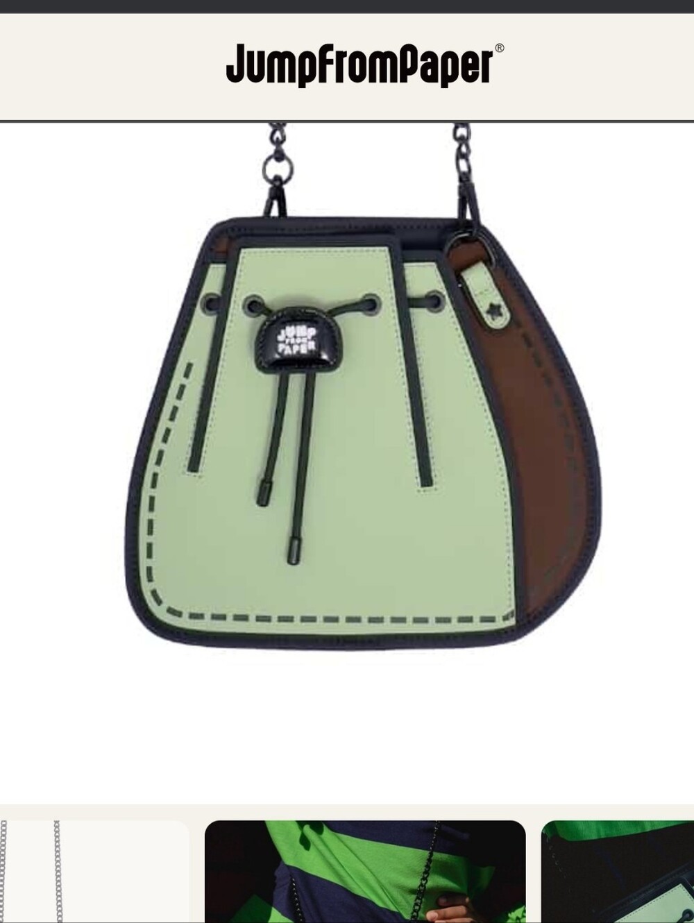 JumpFromPaper Dum Dum 2D Crossbody Bag in Light Green and Brown